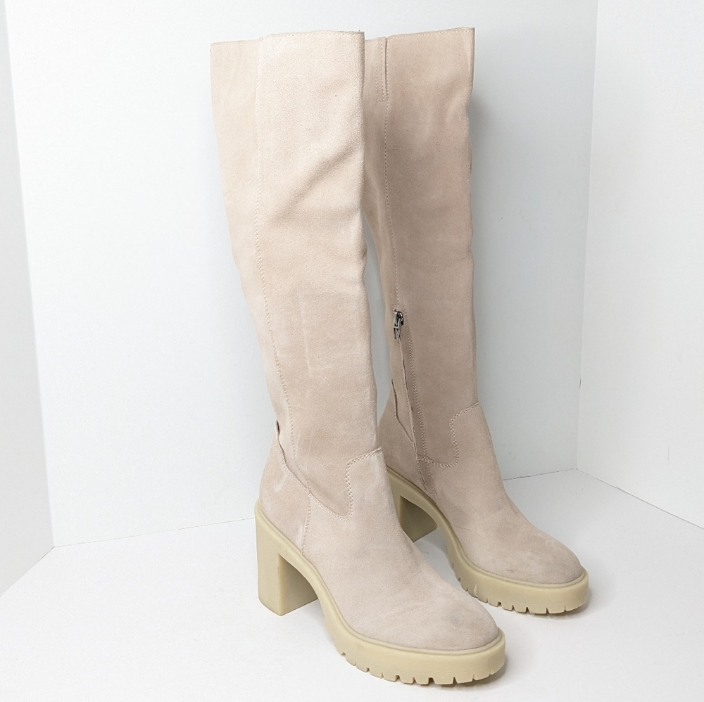Dolce Vita Corry H2O Platform Tall Boots, Cream Suede, Women's 7.5 - Picture 2 of 8